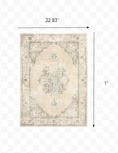 2'x3' Beige and Ivory Center Jewel Area Rug