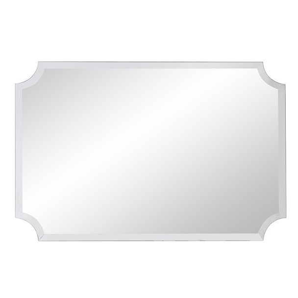 Minimalist  Rectangle Mirror with Beveled Edge And Scalloped Corners