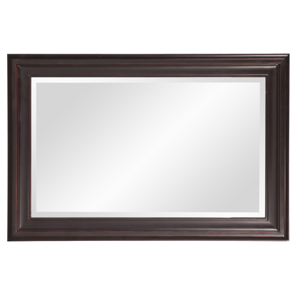 Rectangle Oil Rubbed Bronze Finish Mirror with Wooden Bronze Frame