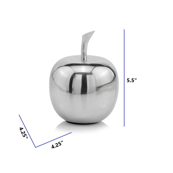 Silver Polished  Mini  Apple Shaped Aluminum Accent Home Decor