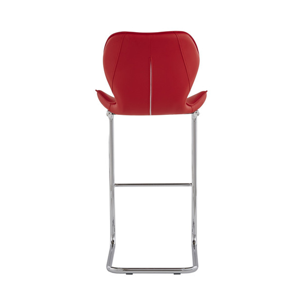 Set of 4 Modern Red Barstools with Chrome Legs