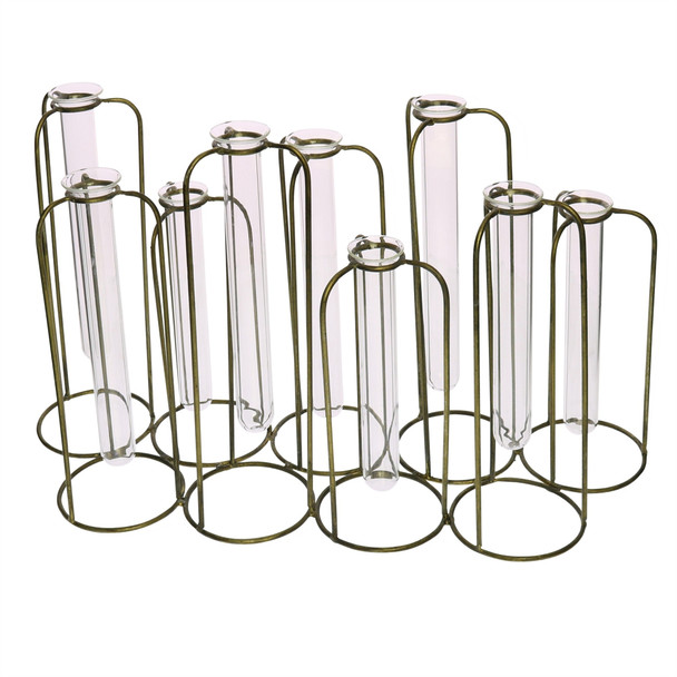 Burnished Gold Test Tube Cluster Vase