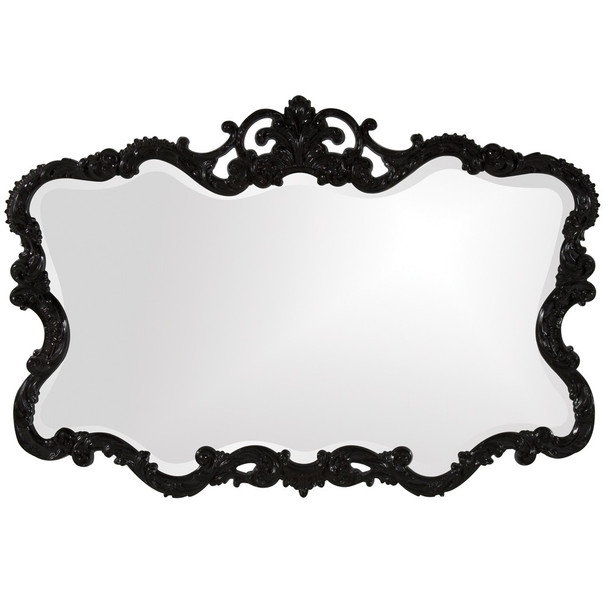 Scallop Mirror with Ornate Black Lacquer Frame