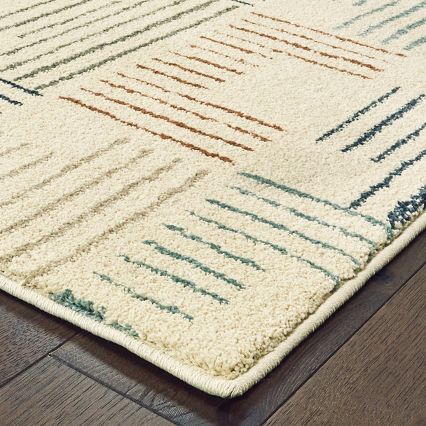 9' x 12' Ivory Multi Neutral Tone Scratch Indoor Area Rug