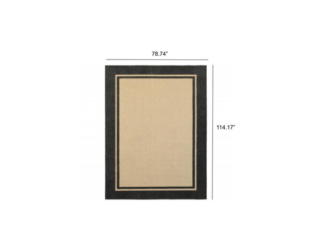 6' x 9' Sand and Black Border Indoor Outdoor Area Rug