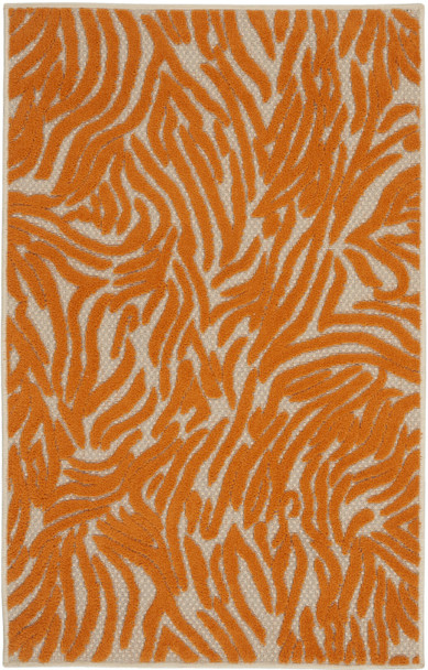 3 x 4 Orange Zebra Pattern Indoor Outdoor Area Rug