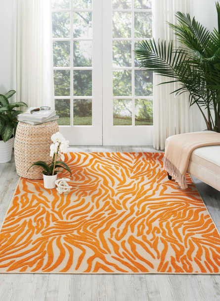 5 x 8 Orange Zebra Pattern Indoor Outdoor Area Rug