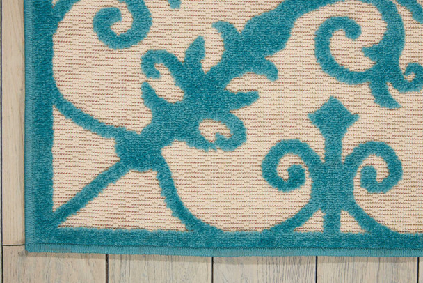 5 x 8 Aqua Medallion Indoor Outdoor Area Rug