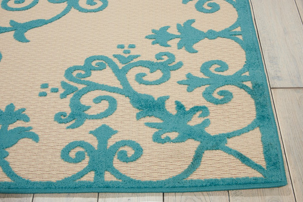 5 x 8 Aqua Medallion Indoor Outdoor Area Rug