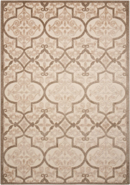 8 x 11 Cream and Beige Trellis Indoor Outdoor Area Rug