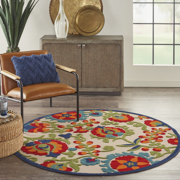 5 Round Mediterra Indoor Outdoor Area Rug