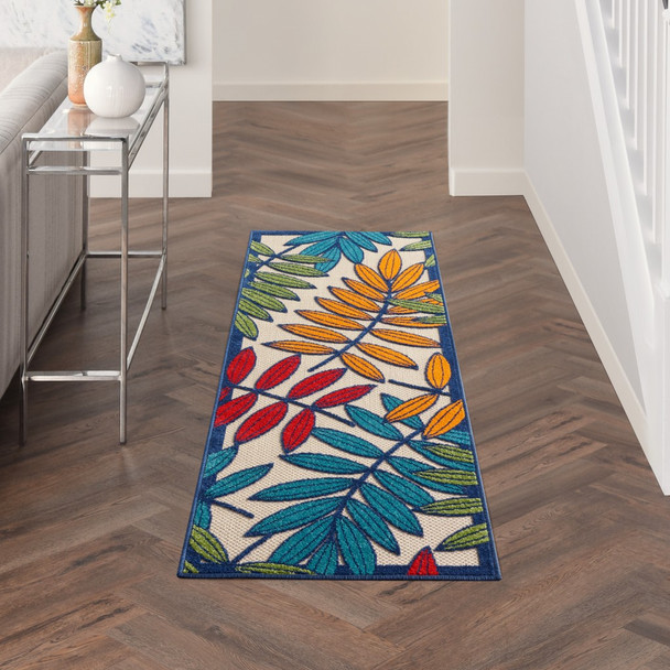 2x 6 Multicolored Leaves Indoor Outdoor Runner Rug