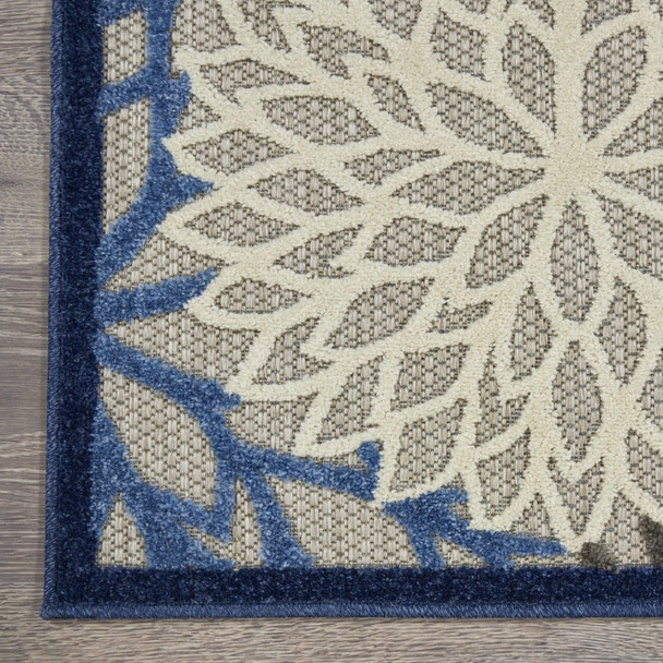 3 x 4 Blue Large Floral Indoor Outdoor Area Rug