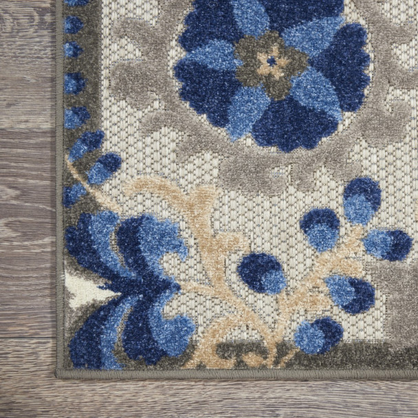 5 x 8 Natural and Blue Indoor Outdoor Area Rug