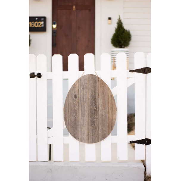 24" Rustic Farmhouse Gray Wood Large Egg