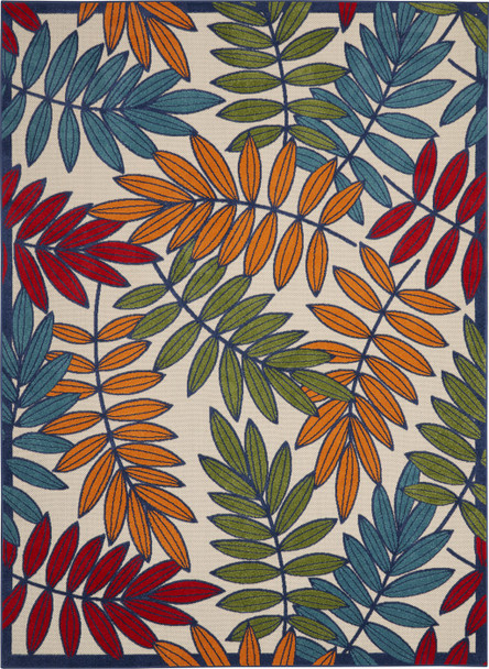 8x 11 Multicolored Leaves Indoor Outdoor Area Rug