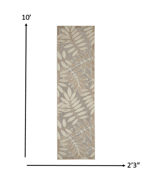 2 x 10 Natural Leaves Indoor Outdoor Runner Rug