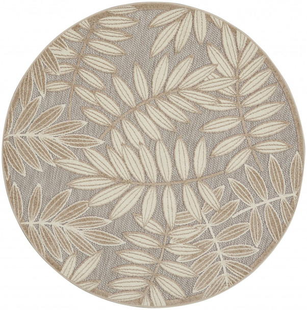 5 Round Natural Leaves Indoor Outdoor Area Rug