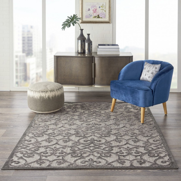 5 x 8 Gray and Charcoal Indoor Outdoor Area Rug