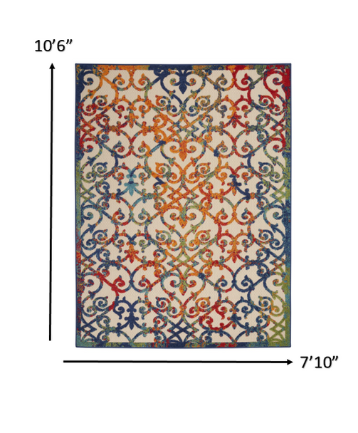 8 x 11 Rainbow Colored Indoor Outdoor Area Rug