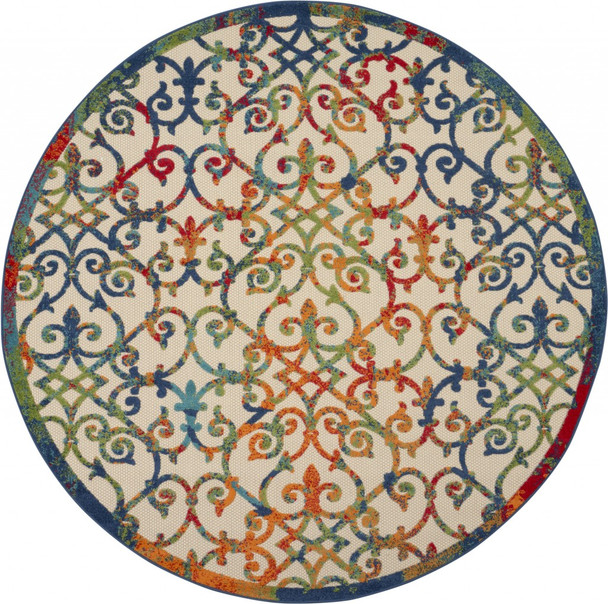 8 Round Rainbow Colored Indoor Outdoor Area Rug