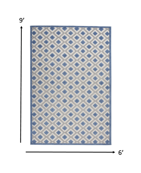 6 x 9 Blue and Gray Indoor Outdoor Area Rug