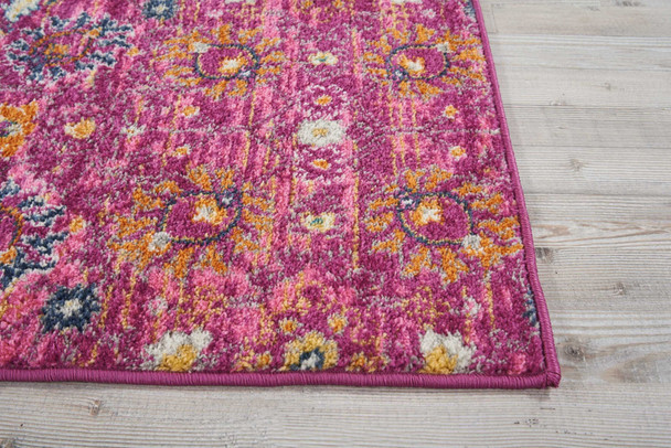 2 x 6 Fuchsia and Orange Distressed Runner Rug