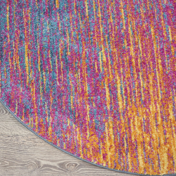 8 Round Rainbow  Abstract Striations Area Rug