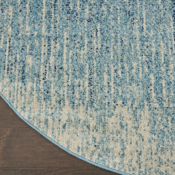 4 Round Navy and Light Blue Abstract Area Rug