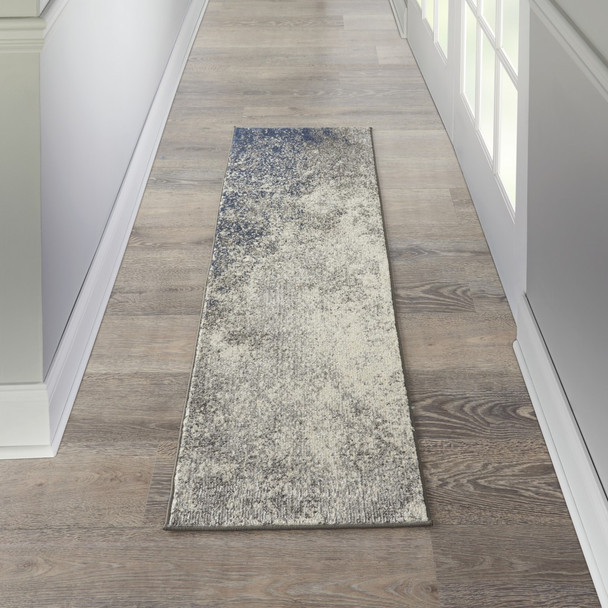 2 x 6 Charcoal and Ivory Abstract Runner Rug