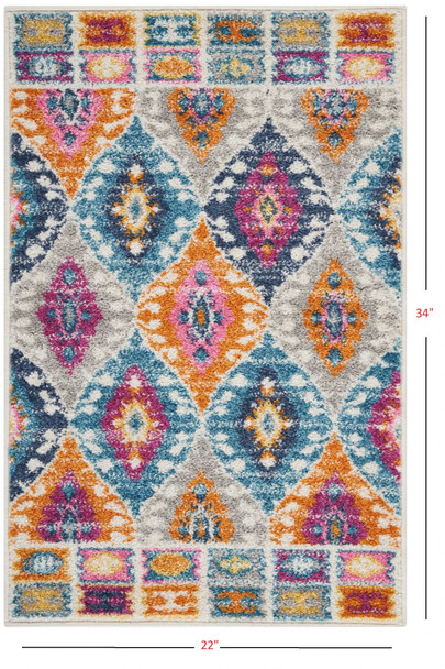 2 x 3 Multicolor Ogee Pattern Scatter Rug