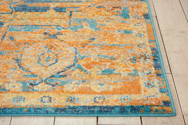 7 x 10 Gold and Blue Antique Area Rug