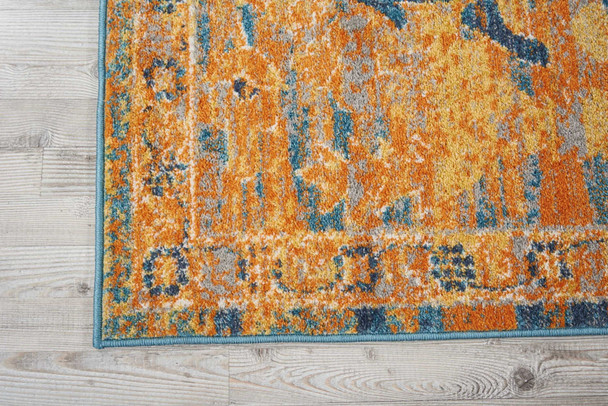 8 x 10 Gold and Blue Antique Area Rug