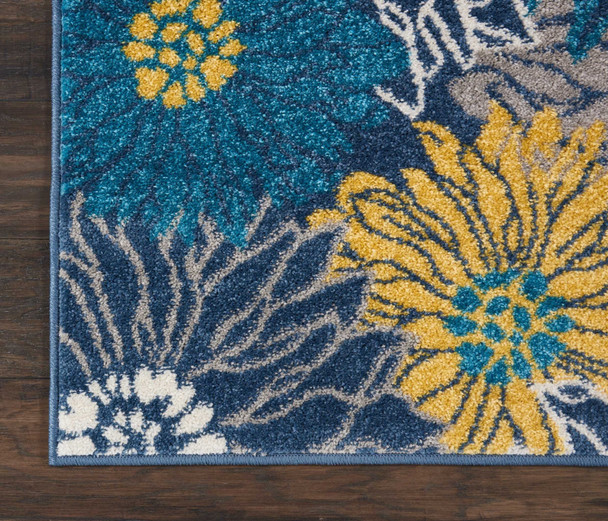 2 x 3 Blue Tropical Flower Scatter Rug