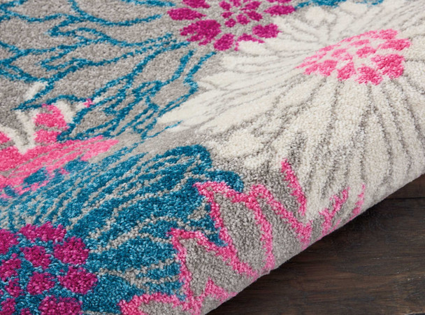 2 x 3 Gray and Pink Tropical Flower Scatter Rug