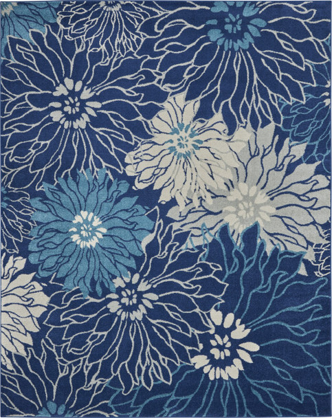 8 x 10 Navy and Ivory Floral Area Rug