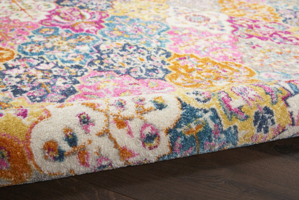 2 x 8 Muted Brights Floral Diamond Runner Rug