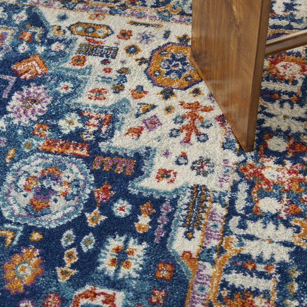 4 x 6 Blue and Ivory Medallion Area Rug