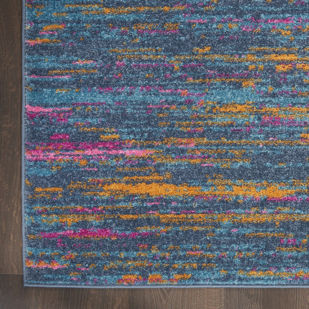 2 x 3 Blue Distressed Striations Scatter Rug