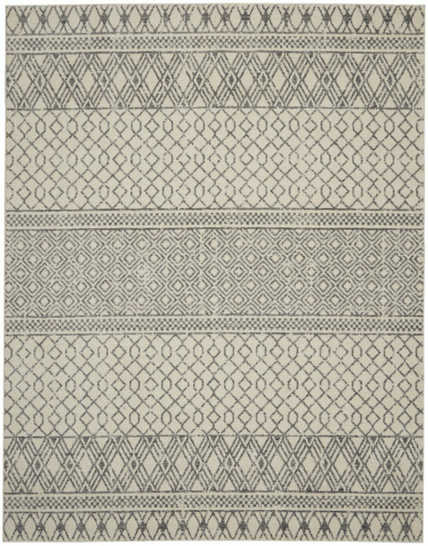 8 x 10 Ivory and Gray Geometric Area Rug