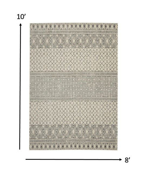 8 x 10 Ivory and Gray Geometric Area Rug