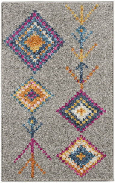 2 x 3 Gray and Multicolor Geometric Scatter Rug