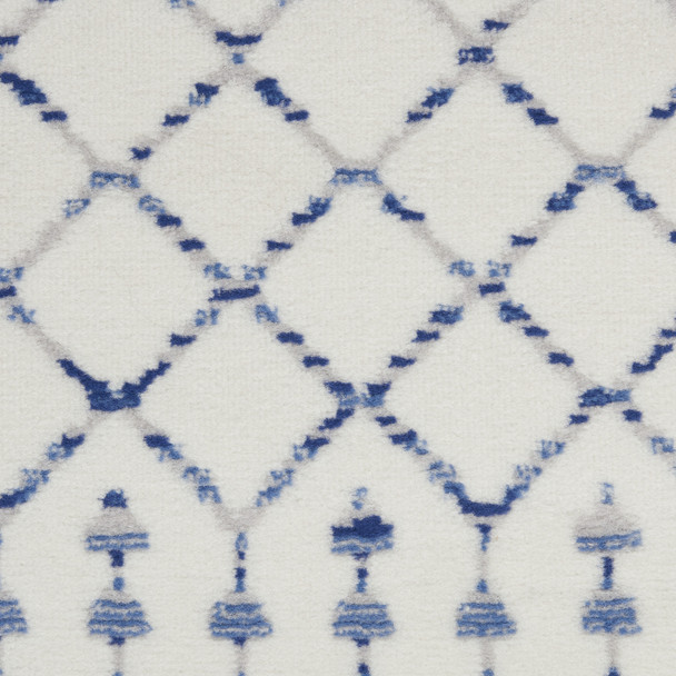 4 x 6 Ivory and Blue Berber Pattern Area Rug