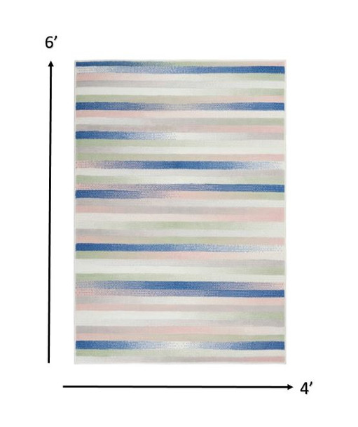 4 x 6 Ivory Halftone Stripe Area Rug