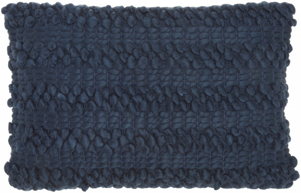 Dark Blue Pom-Pom Detailed Lumbar Pillow