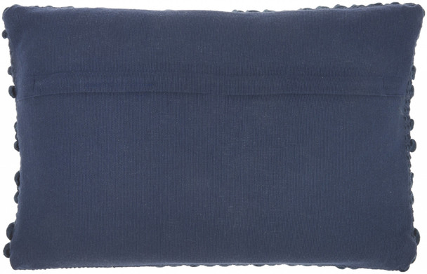 Dark Blue Pom-Pom Detailed Lumbar Pillow