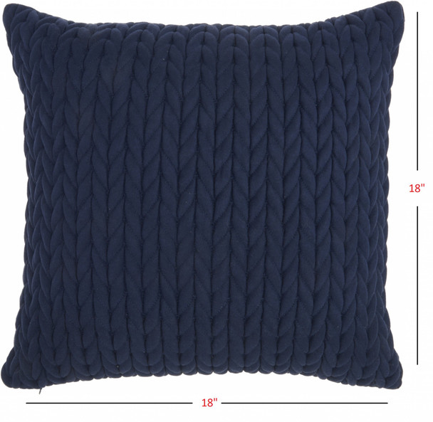 Navy Blue Chunky Braid Throw Pillow