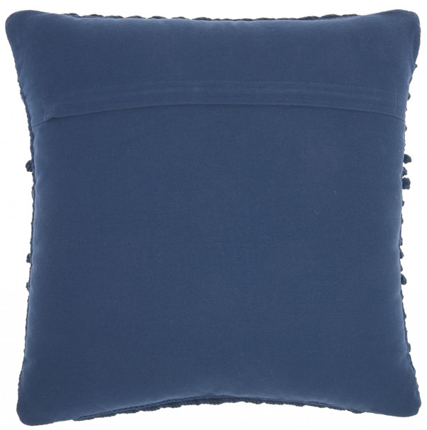 Navy Blue Textured Dots and Stripes Throw Pillow