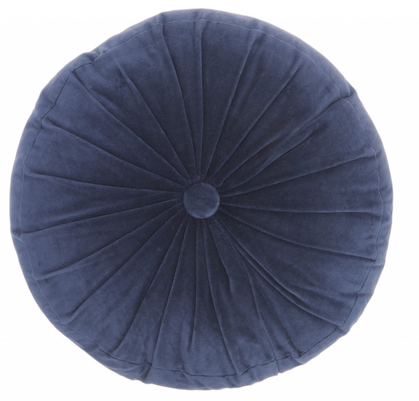 Dark Blue Tufted Round Throw Pillow