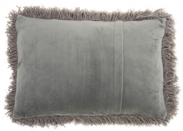 Slate Gray Super Shaggy Throw Pillow